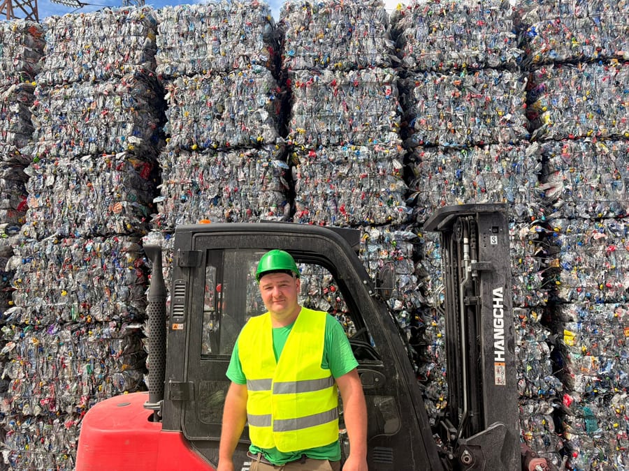 PET bales on the industrial site in Brad