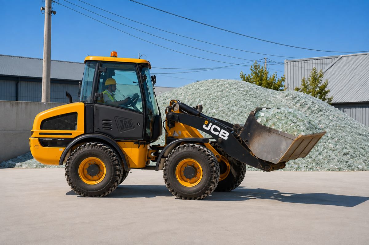 Glass waste ready for processing at the Buftea plant